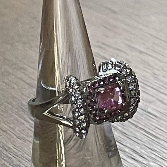PINK & WHITE Sapphire STERLING SILVER RING 7 - Picture 6 of 10